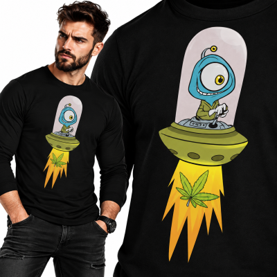 LONGSLEEVE ŚMIESZNY ALIEN CANNABIS